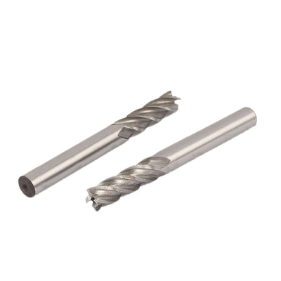 Harfington 1/4" Cutting Dia 4 Flutes Straight Shank HSS-AL End Mill Router Bit 2pcs