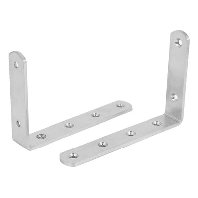 Harfington 150mm x 100mm Stainless Steel L Shaped Wall Mounted Angle Bracket Brace 2pcs