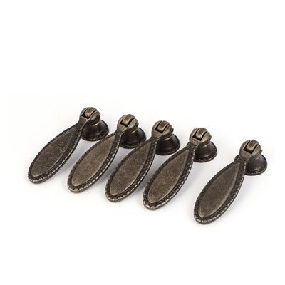 uxcell Uxcell Cabinet Door Drawer Desk Zinc Alloy Retro Style Pull Handle Knob Bronze Tone 5pcs