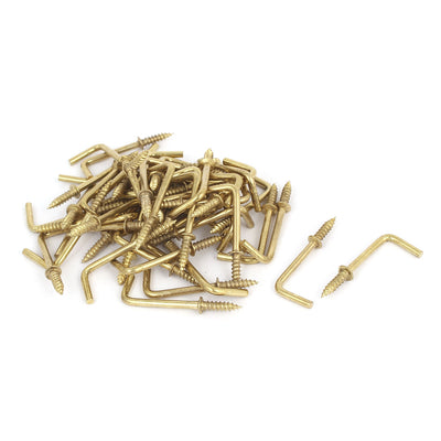 Harfington 39mm x 14mm L Shaped Shoulder Screw Dresser Dress Cup Hook Hanging Hanger 50PCS