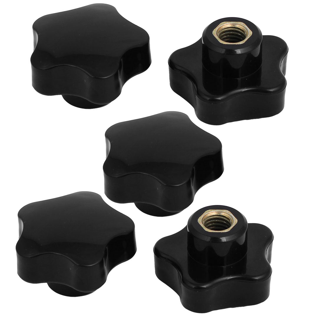 Harfington M10 Female Thread 50mm Dia Bakelite Knobs Handle Machine Tool Black 5Pcs