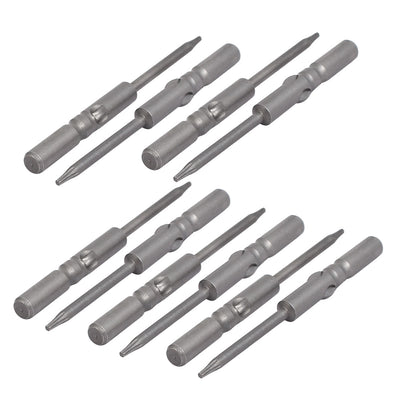 Harfington T5 Magnetic Torx Screwdriver Bit 5mm Dia Round Shank Gray 10 Pcs