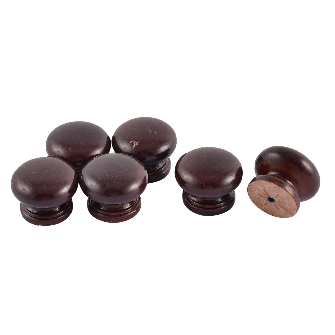 uxcell Uxcell 34mm Dia Round Head Drawer Cupboard Closet Door Grip Wooden Pull Knob Black 6pcs