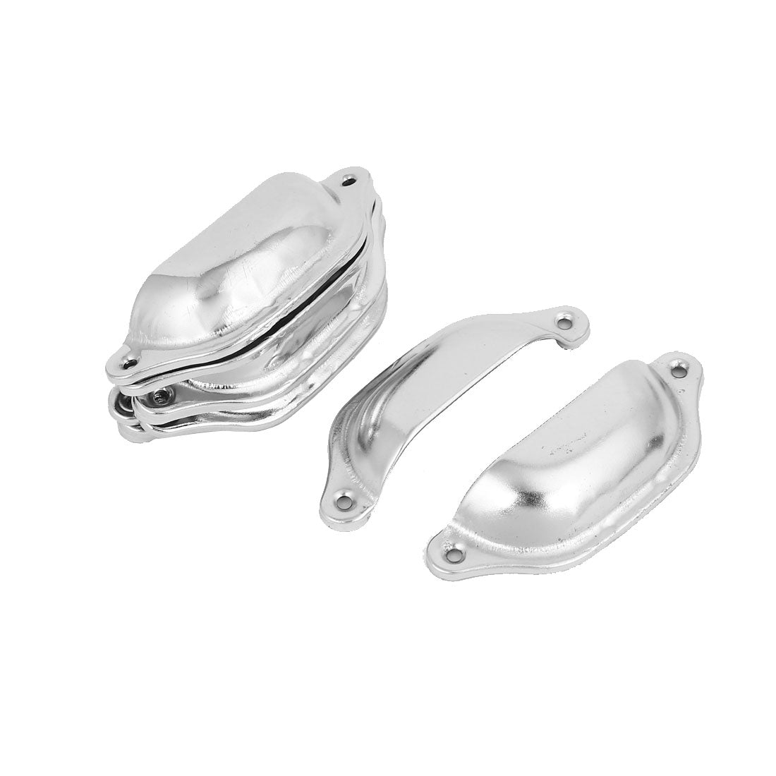 uxcell Uxcell 98mm Long Screw Mounted Metal Pull Handles Silver Tone 10 Pcs for Furniture