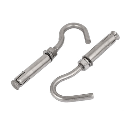 Harfington 5pcs 304 Stainless Steel Expansion Anchor Bolt Open Cup Hooks M6