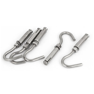 Harfington 5pcs 304 Stainless Steel Expansion Anchor Bolt Open Cup Hooks M6