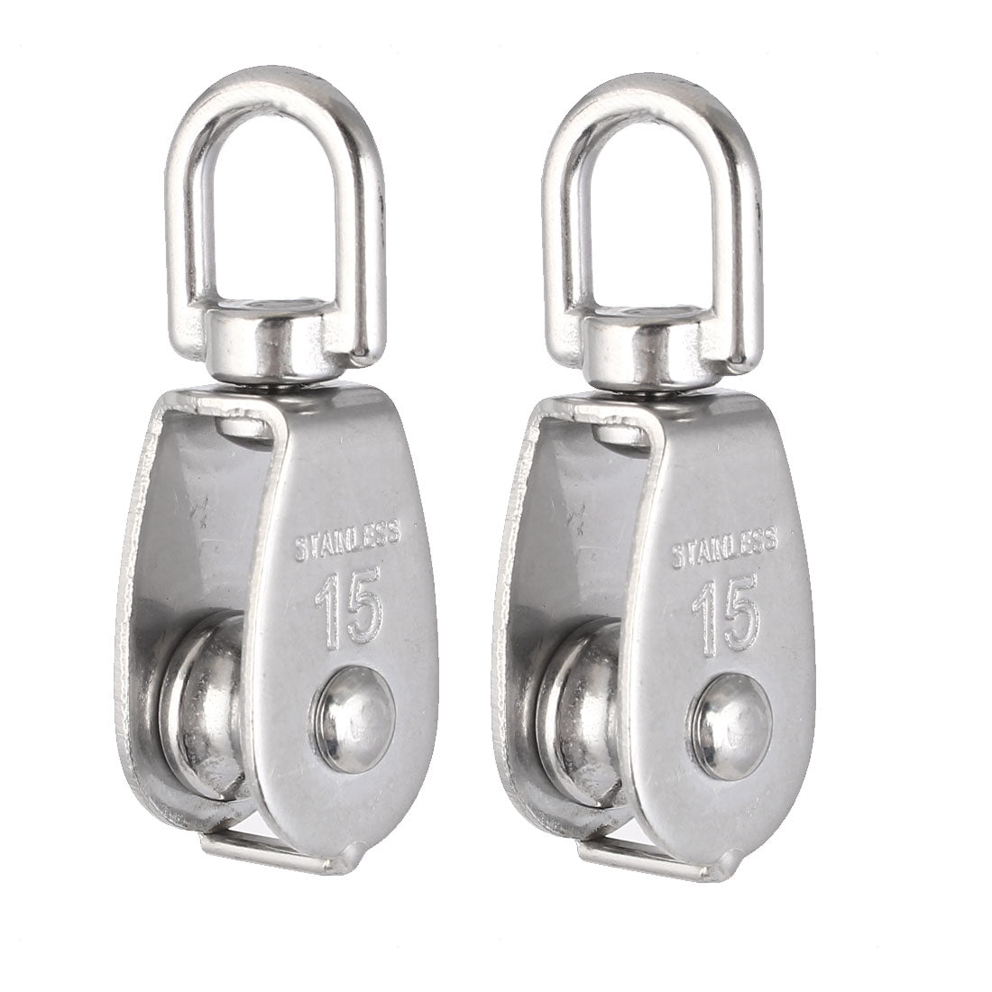 Harfington M15 Lifting Crane Swivel Hook Single Pulley Block Hanging Wire Towing Wheel 2pcs