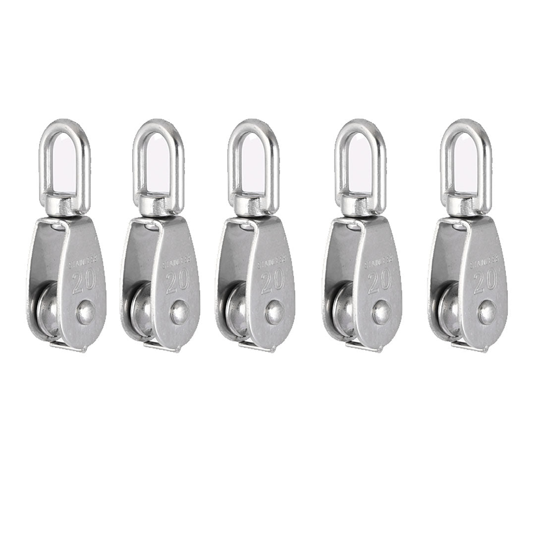 Harfington M20 Lifting Crane Swivel Hook Sole Pulley Block Hanging Wire Towing Wheel 5pcs