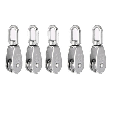Harfington M20 Lifting Crane Swivel Hook Sole Pulley Block Hanging Wire Towing Wheel 5pcs