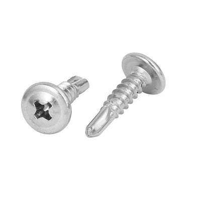 Harfington M4.8 x 19mm Round Phillips Head Self Drilling Screws Silver Tone 30 Pcs
