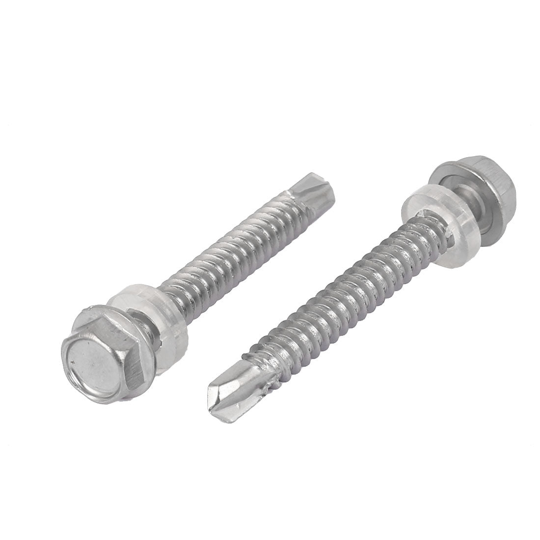 Harfington M6.3 x 50mm Male Thread 410 Stainless Steel Self Drilling Screw w Washer 15 Pcs