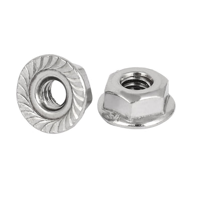 Harfington 3/16"-24 304 Stainless Steel Serrated Flange Hex Machine Screw Lock Nuts 100pcs