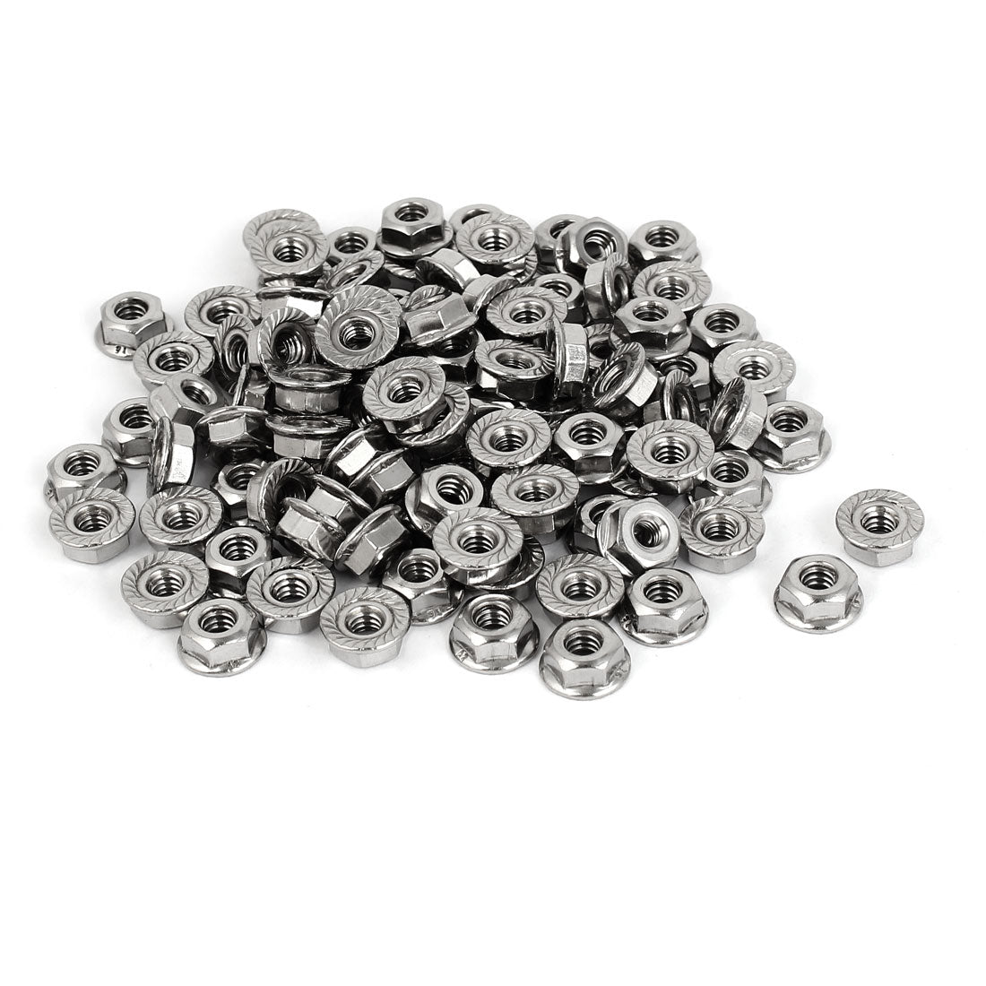 Harfington 3/16"-24 304 Stainless Steel Serrated Flange Hex Machine Screw Lock Nuts 100pcs