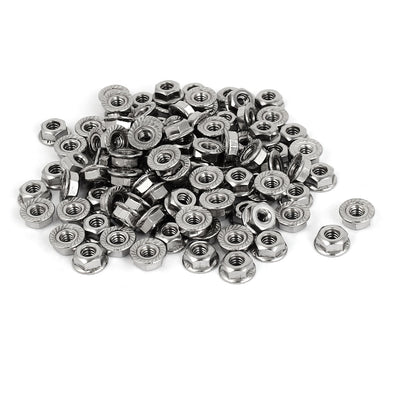 Harfington 3/16"-24 304 Stainless Steel Serrated Flange Hex Machine Screw Lock Nuts 100pcs