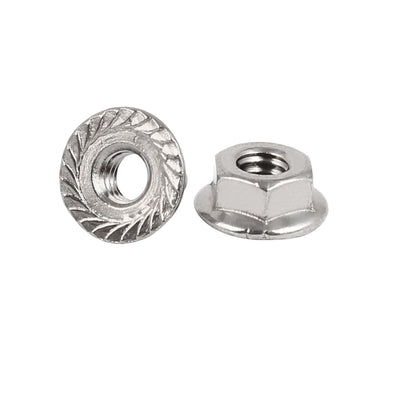 Harfington 8#32 304 Stainless Steel Serrated Flange Hex Machine Screw Lock Nuts 20pcs