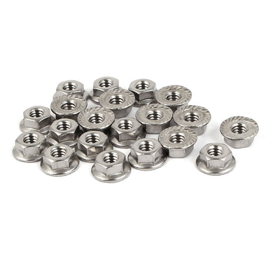 Harfington 8#32 304 Stainless Steel Serrated Flange Hex Machine Screw Lock Nuts 20pcs