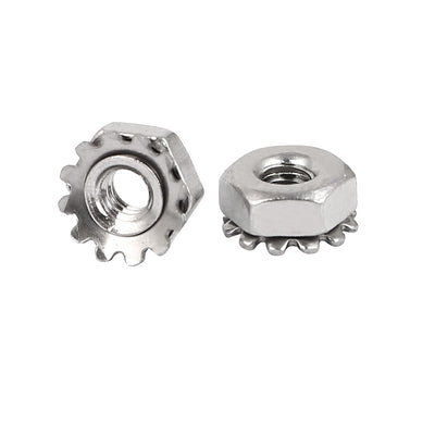 Harfington 4#-40 304 Stainless Steel Female Thread Kep Hex Head Lock Nut 100pcs