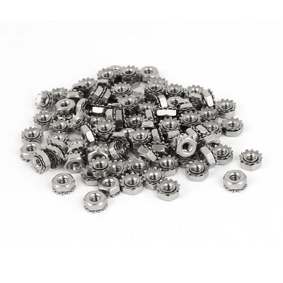 Harfington 4#-40 304 Stainless Steel Female Thread Kep Hex Head Lock Nut 100pcs