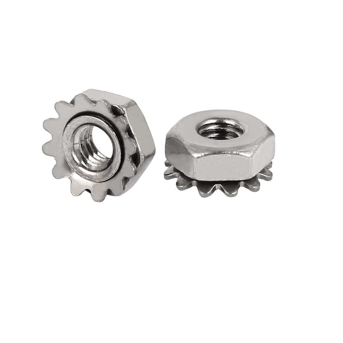 Harfington 8#-32 304 Stainless Steel Female Thread Kep Hex Head Lock Nut 100pcs