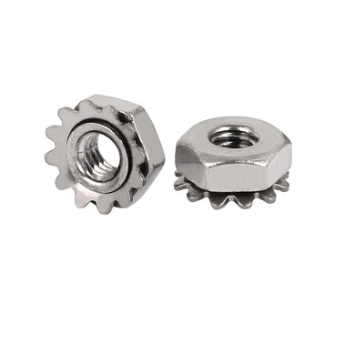 Harfington 8#-32 304 Stainless Steel Female Thread Kep Hex Head Lock Nut 100pcs