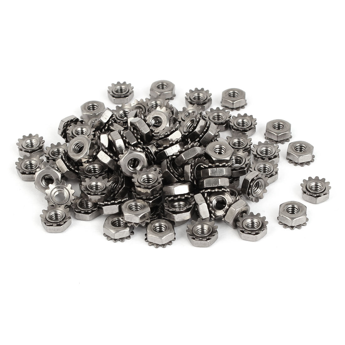 Harfington 8#-32 304 Stainless Steel Female Thread Kep Hex Head Lock Nut 100pcs