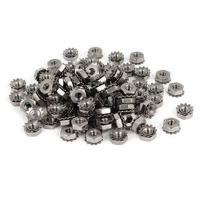 Harfington 8#-32 304 Stainless Steel Female Thread Kep Hex Head Lock Nut 100pcs