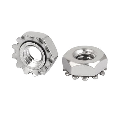Harfington 10#-24 304 Stainless Steel Female Thread Kep Hex Head Lock Nut 100pcs