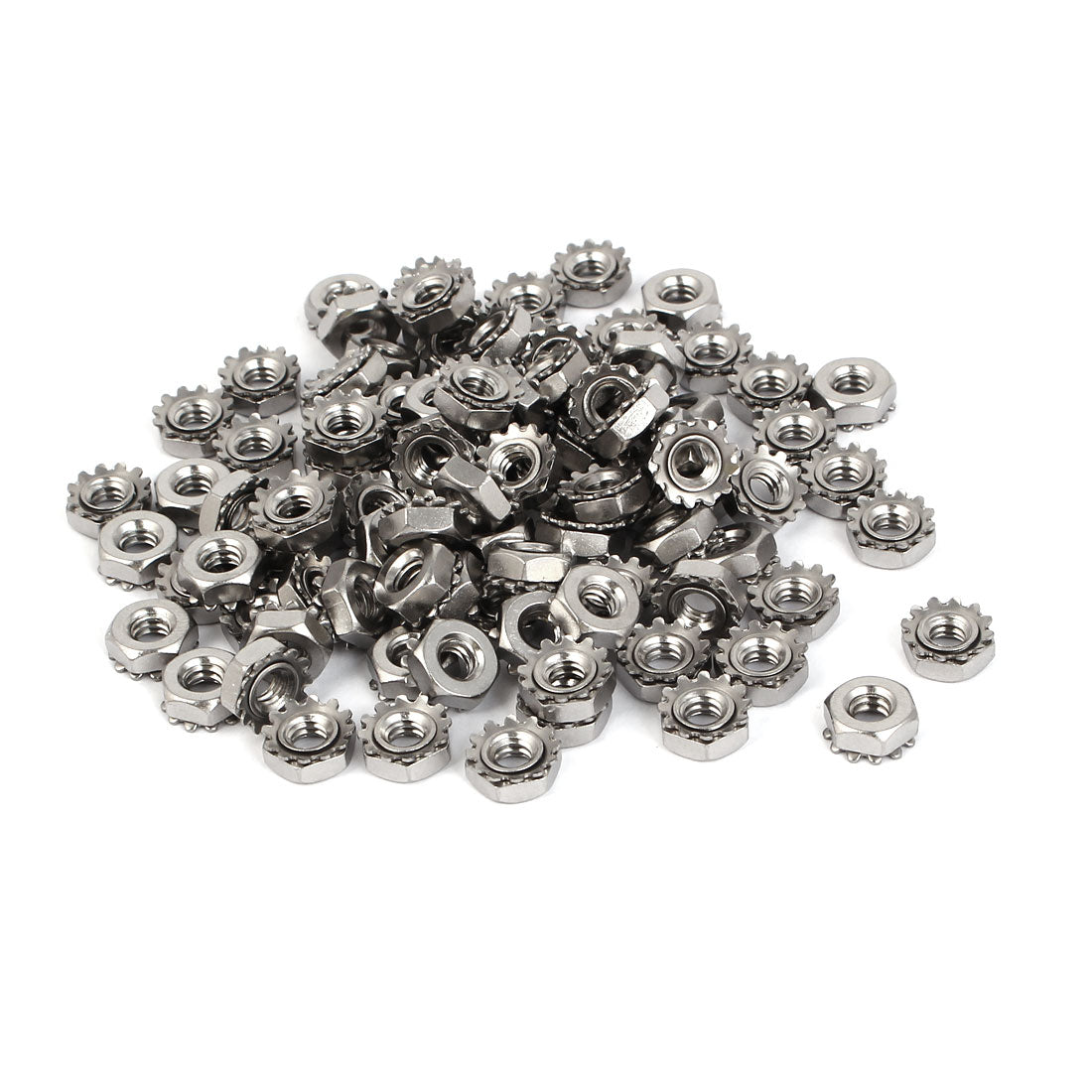 Harfington 10#-24 304 Stainless Steel Female Thread Kep Hex Head Lock Nut 100pcs