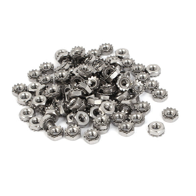 Harfington 10#-24 304 Stainless Steel Female Thread Kep Hex Head Lock Nut 100pcs