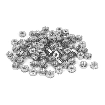 Harfington 10#-32 304 Stainless Steel External Tooth Kep Nuts Locknuts Silver Tone 100 Pcs