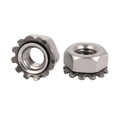 Harfington 1/4"-20 304 Stainless Steel Female Thread Kep Hex Head Lock Nut 20pcs