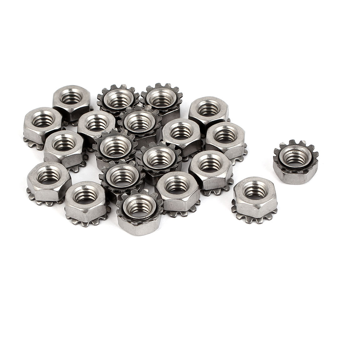 Harfington 1/4"-20 304 Stainless Steel Female Thread Kep Hex Head Lock Nut 20pcs