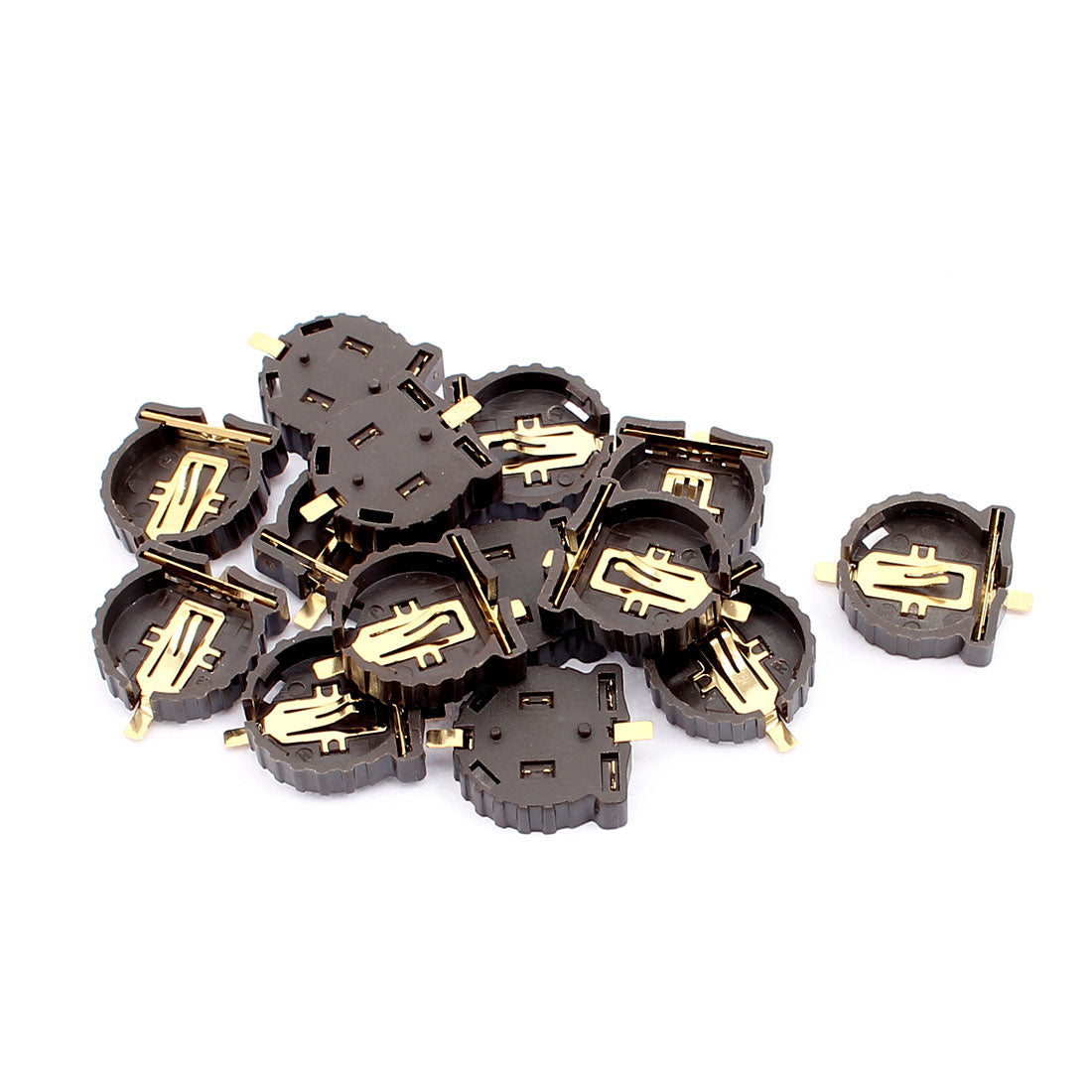 Harfington 14 Pcs Brown Plastic CR1220 Cell Button Lithium Batteries Socket Holder