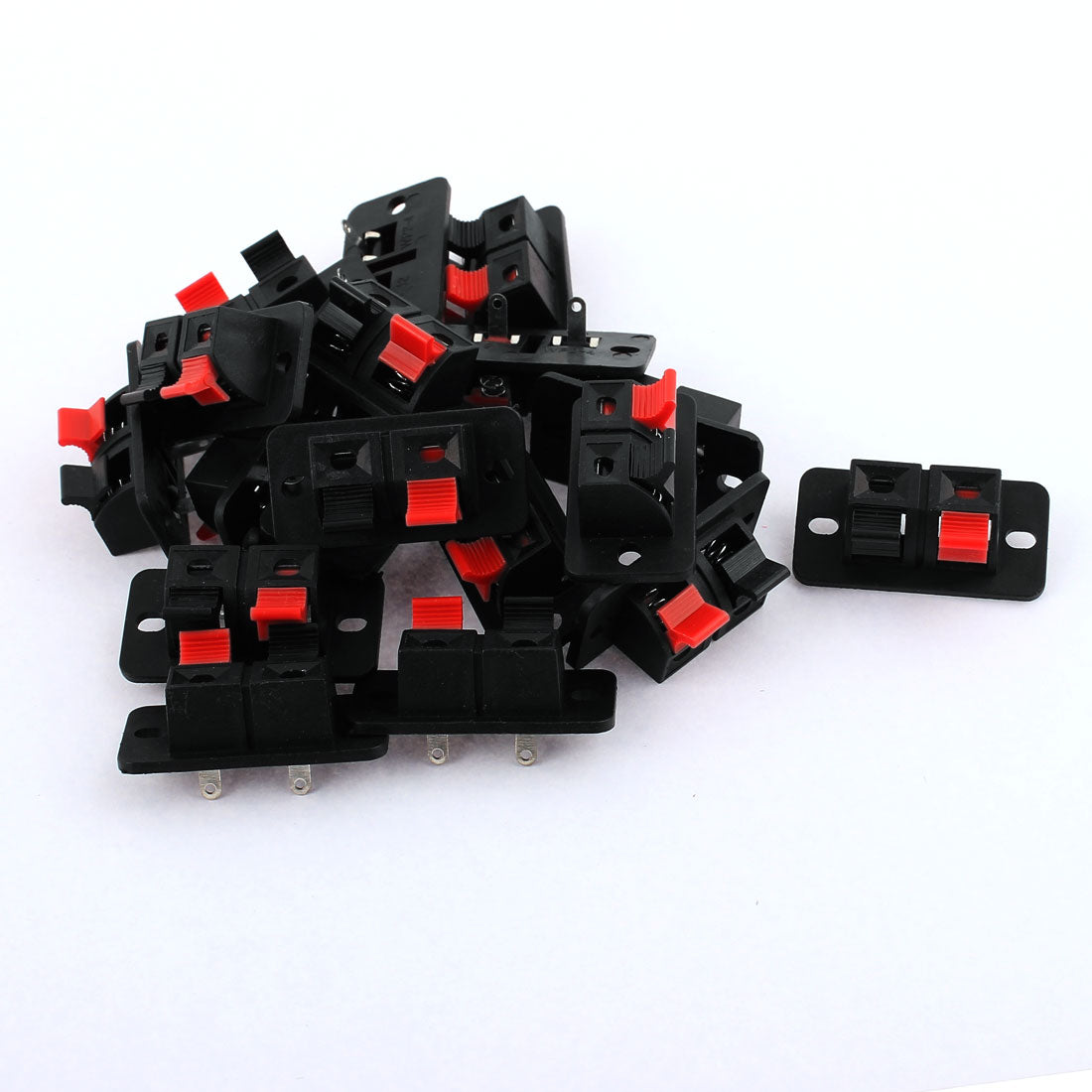 Harfington 18 Pcs 2-Position Speaker Wire Terminal Board 38 x 20 x 20mm Black and Red