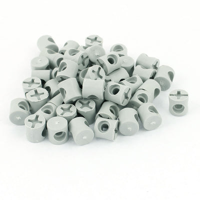 Harfington 10mmx10mm 4mm Hole Cross Barrel Furniture Hammer Connector Nut Gray 50pcs