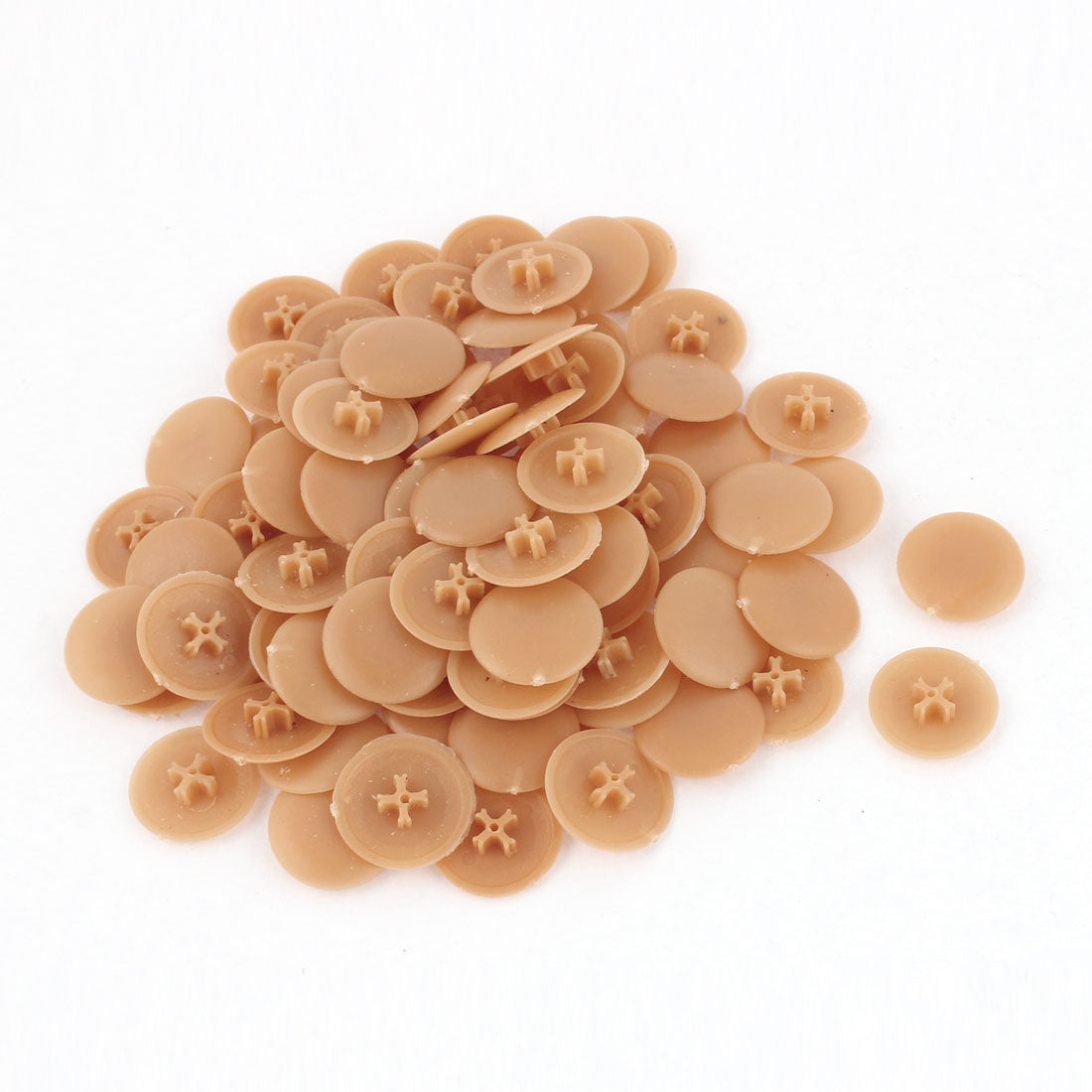 Harfington 17mm Dia 4mm Thickness Plastic Round Shape Phillips Screw Cap Cover Tan 100pcs