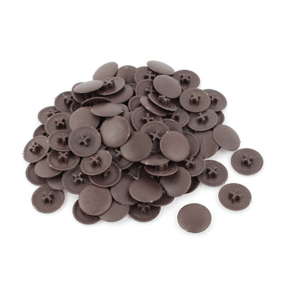 Harfington 17mm Dia 4mm Thickness Plastic Round Shape Phillips Screw Cap Dark Brown 100pcs