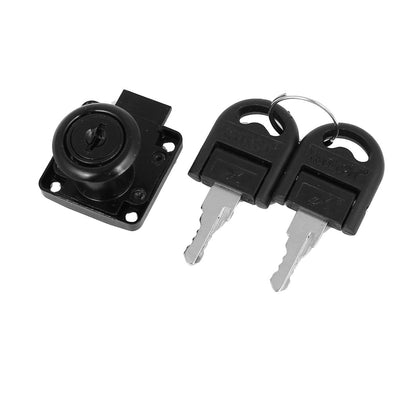Harfington 16mm Dia Cylinder Head Cupboard Security Drawer Lock Locker Black w 2 Keys