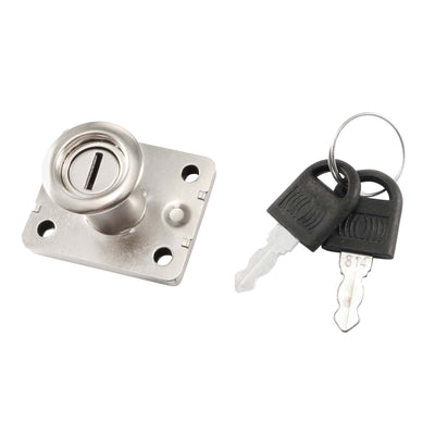 Harfington 15 x 21mm Dia Cylinder Head Square Plate Cupboard Security Drawer Lock w 2 Keys