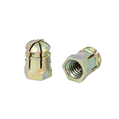 Harfington M6 Female Thread Alloy Expanding Nuts Pre-inserted Nut Bronze Tone 20pcs