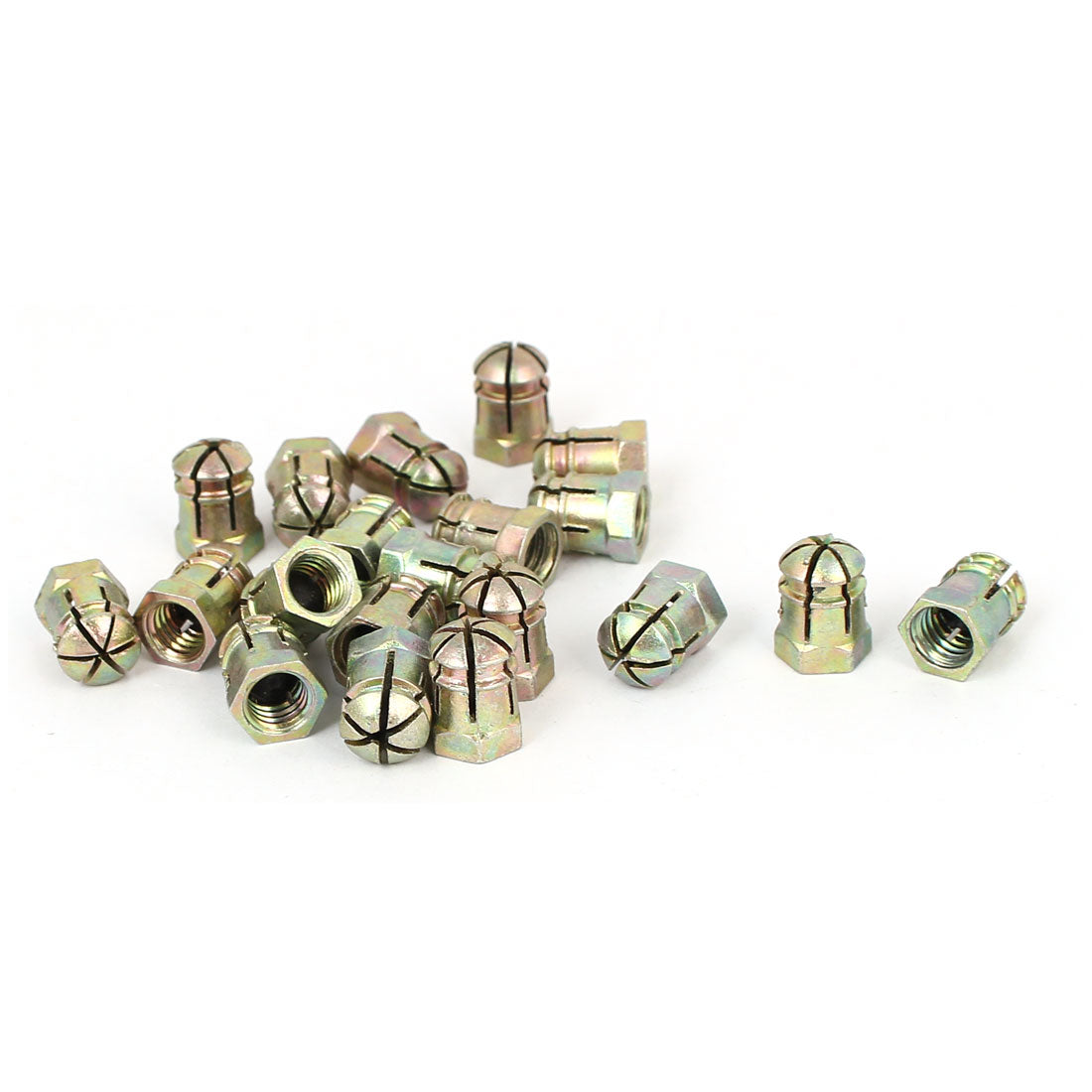 Harfington M6 Female Thread Alloy Expanding Nuts Pre-inserted Nut Bronze Tone 20pcs