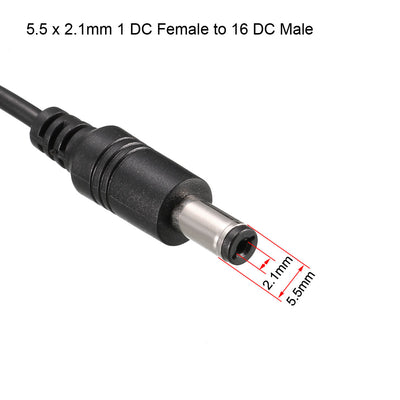 Harfington 1 DC Female to 16 DC Male 5.5 x 2.1mm Power Extension Wire For CCTV Camera