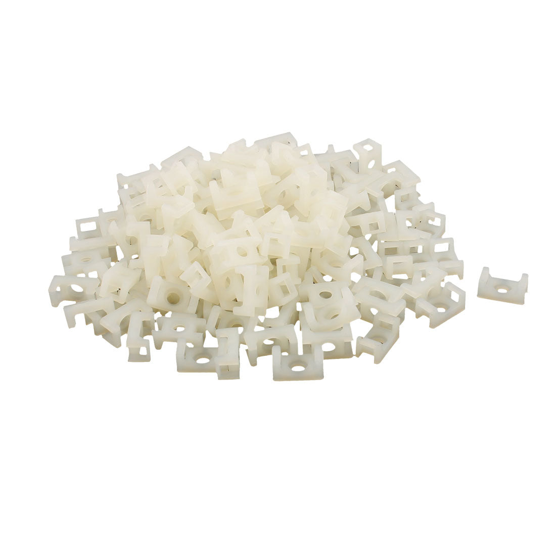 Harfington 145 Pcs 15 x 10mm Cable Tie Mount Wire Saddle Type Plastic Holder White