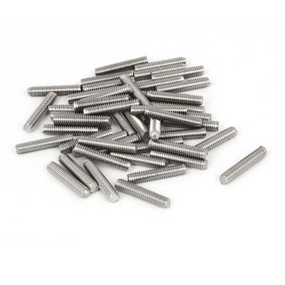 Harfington M4 x 20mm 304 Stainless Steel Fully Threaded Rod Bar Studs Silver Tone 50 Pcs