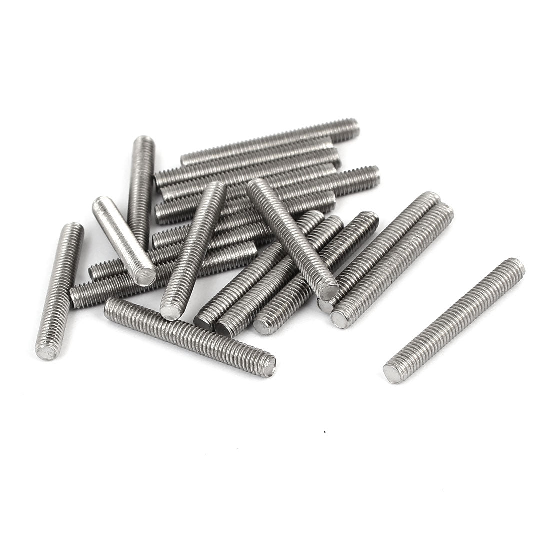 Harfington M4 x 30mm 304 Stainless Steel Fully Male Threaded Rod Bars Silver Tone 20 Pcs