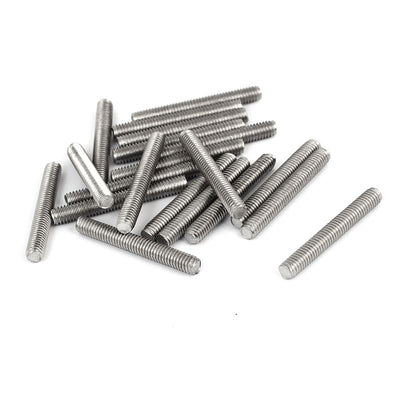 Harfington M4 x 30mm 304 Stainless Steel Fully Male Threaded Rod Bars Silver Tone 20 Pcs