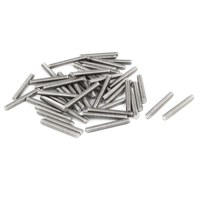 Harfington M4 x 30mm 304 Stainless Steel Fully Threaded Rod Bar Studs Silver Tone 50 Pcs