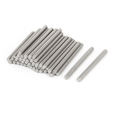 Harfington M4 x 50mm 304 Stainless Steel Fully Threaded Rod Bar Studs Fasteners 50 Pcs