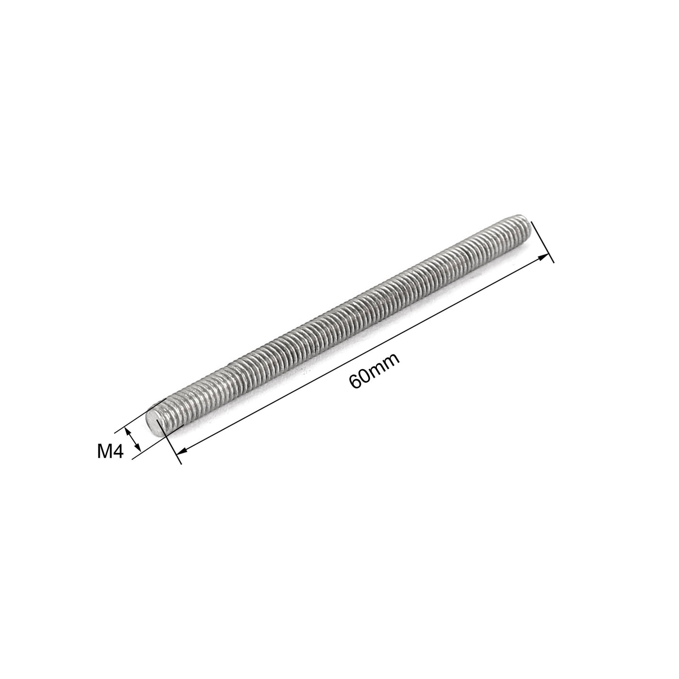 Harfington M4 x 60mm 304 Stainless Steel Fully Threaded Rod Bar Studs Hardware 10 Pcs