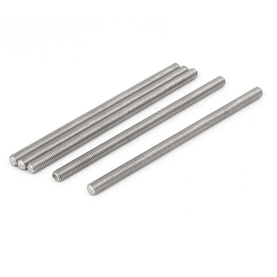 Harfington M5 x 100mm 304 Stainless Steel Fully Threaded Rod Bar Studs Fasteners 5 Pcs